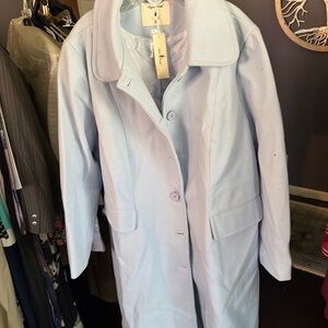 Agnes Orinda Lapel Single Breast Light Blue Trench Coat